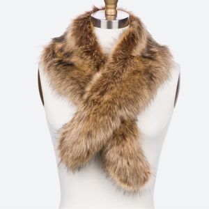 Look By M Orla Faux Fur Stole Collar Shawl Oblong Scarf